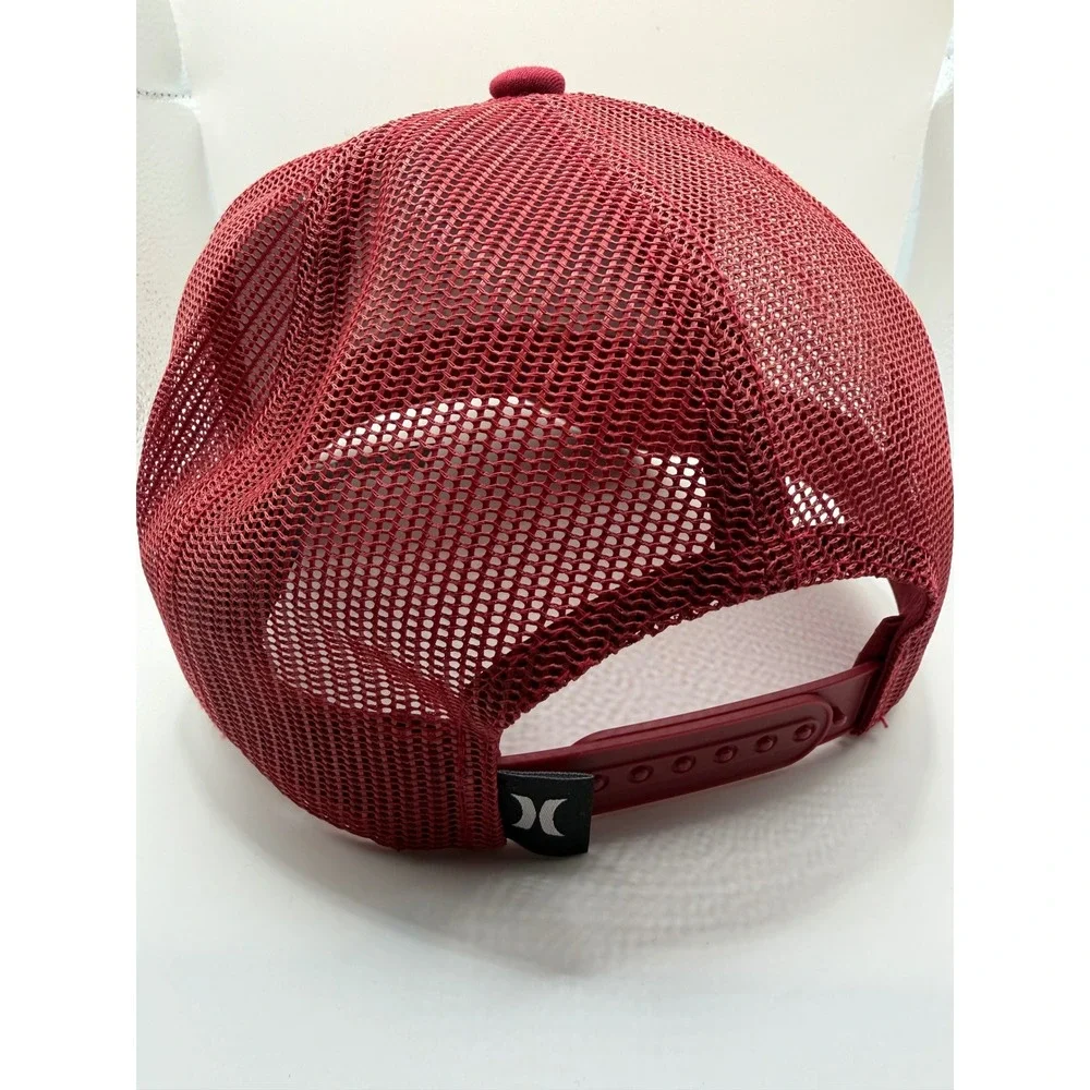 Hurley Mens Trucker Hat Maroon Red Snapback Mesh Logo Rope Cap Yupoong Classics